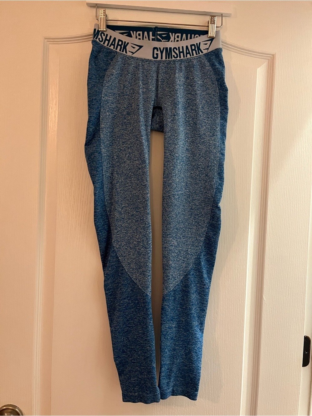 Gymshark Women’s Heather Blue Performance Leggings with Branded Waistband